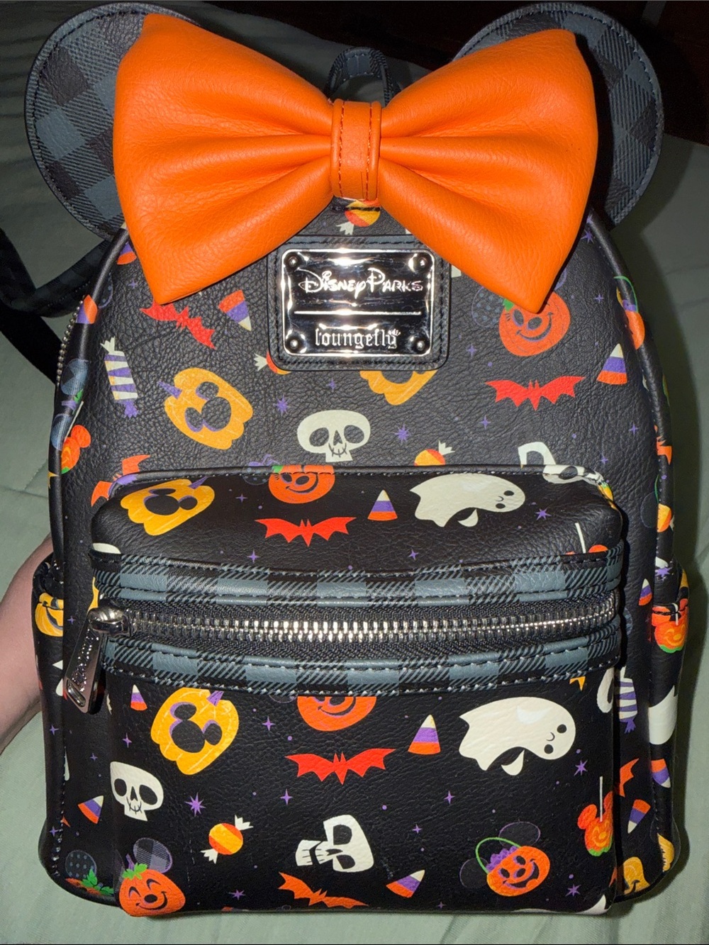 Loungefly Disney Parks Halloween Mini Backpack with Orange Bow